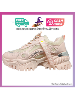 "ปรับราคาล้างสต๊อค" KiKi Shoes - รองเท้าผ้าใบ ผญ ผู้หญิง ผ้าใบเสริมส้น พื้นสูง สไตล์เท่ หวานดอกเดซี่ ใส่แล้วคูล ขาเรียวโดดเด่น จัดเลยจ้า