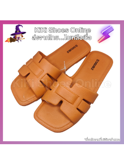 KiKi Shoes - รองเท้าแตะ ผู้หญิง แบบสวม สไตล์เรียบง่าย หน้าลาย H สีพื้น ใส่ได้ทุกวัน เบา แต่ไม่นิ่มนะคะ ชอบสไตล์ Barefoot จัดได้เลยจ้า