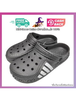 KiKi Shoes - รองเท้าแตะหัวโต สไตล์แบรนด์ ดำล้วนก็เท่ สุ่มสีก็โดน มาพร้อม 4 ขีดข้างโดดเด่น ระบายอากาศดี ใส่นุ่ม สบายเท้า จัดเลย