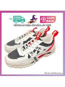 "ปรับราคาล้างสต๊อค" KiKi Shoes - รองเท้าผ้าใบ ผช ผู้ชาย สไตล์ Off White สีขาว สีดำ เท่มากๆ ทรงสวย ใส่สบาย พร้อมให้คุณเท่แล้ว จัดเลยค่ะ