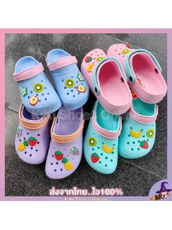 "ปรับราคาล้างสต๊อค" KiKi Shoes - รองเท้าแตะ รองเท้าผู้หญิง สไตล์ คร็อก ลายผลไม้ สีสันสดใส พื้นหนา ใส่สบายไม่ลื่นแน่นอนค่ะ