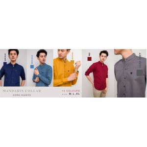 MANDARIN COLLAR SHIRTS LONG SLEEVE