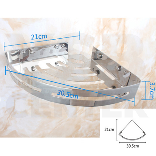 ชั้นวางของสแตนเลส304 อเนกประสงค์ในห้องน้ำ 1ชั้น เข้ามุม ติดผนัง รุ่นC1L029-SUS304-CT01