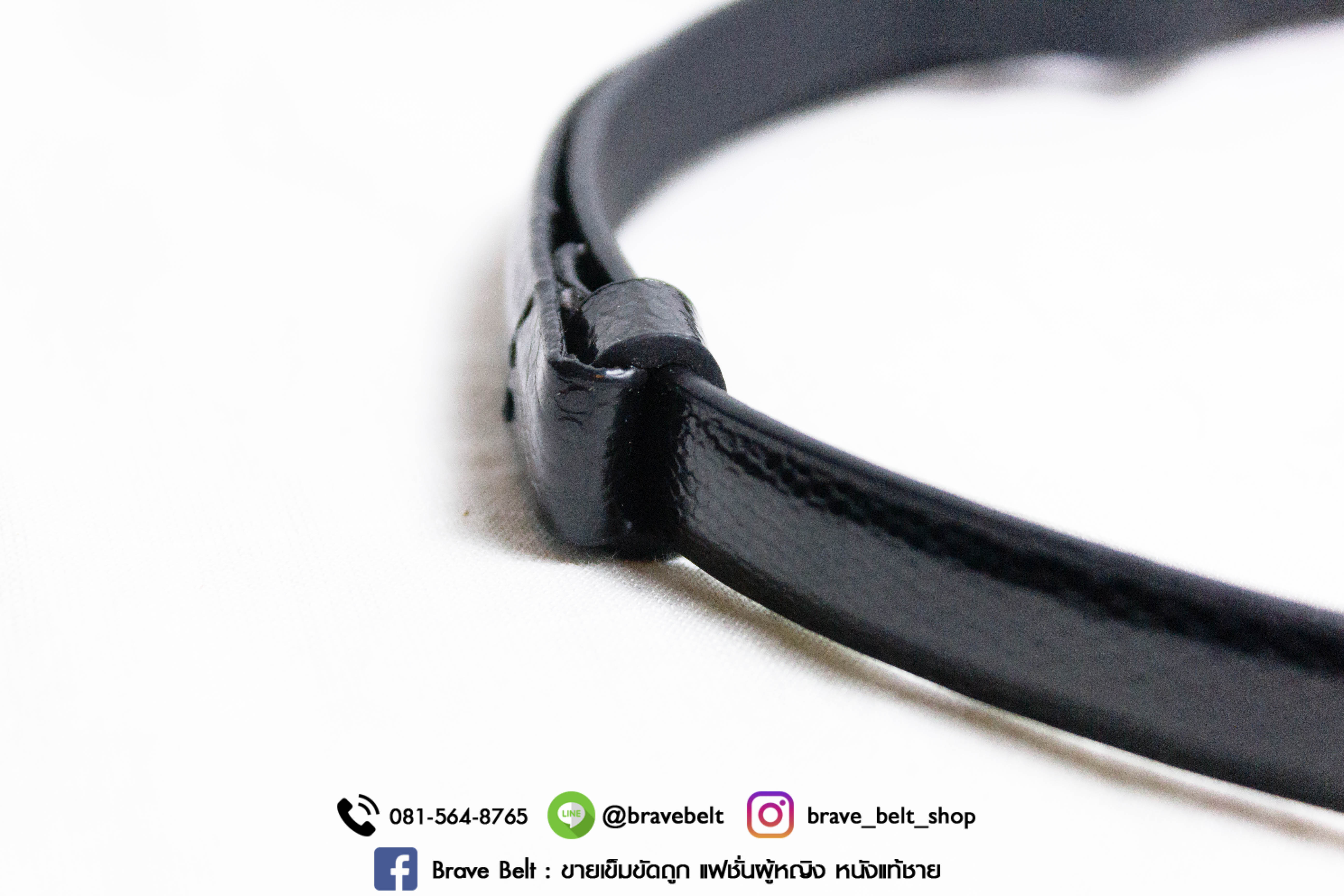 เข็มขัดปรับความยาวได้ สายสีดำ หัวสีเงิน