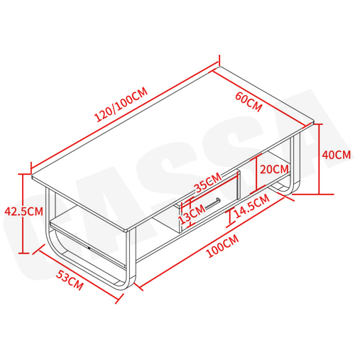 CASSA โต๊ะกลาง วางหน้าโซฟา รับแขก พร้อมลิ้นชักในตัว ขนาด120X60ซม.