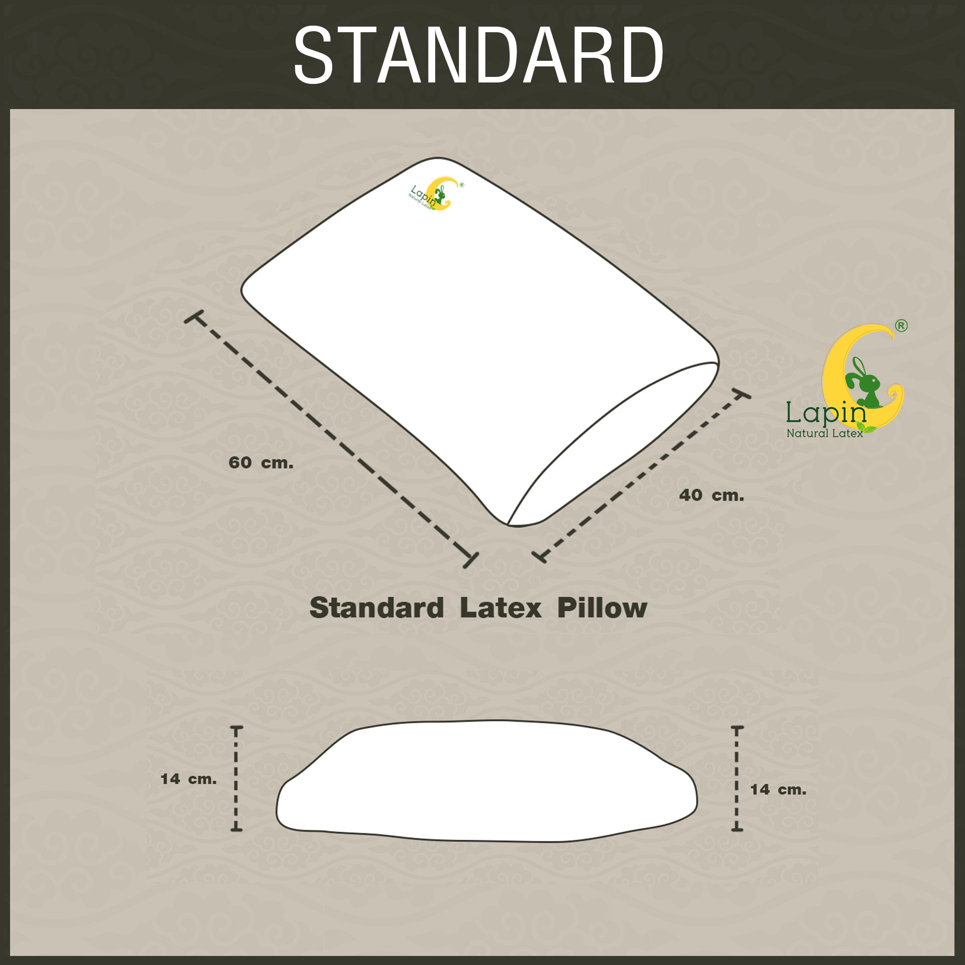 หมอนยางพาราแท้ 100% (LAPIN) รุ่น มาตรฐาน (S)