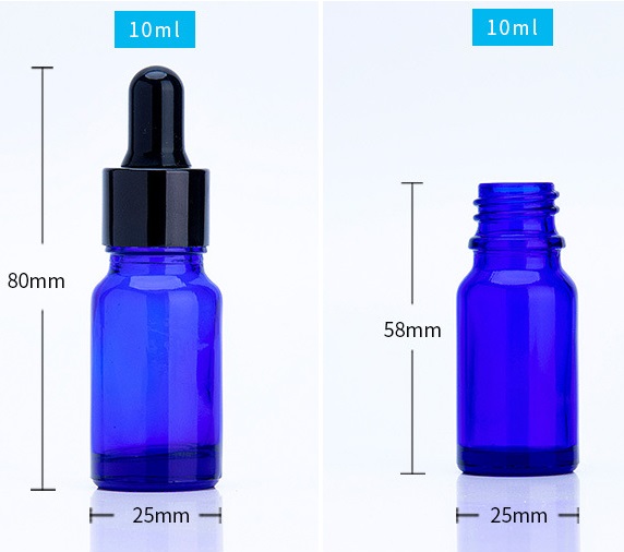 10ml ขวดแก้วดรอปเปอร์ สีน้ำเงินใส