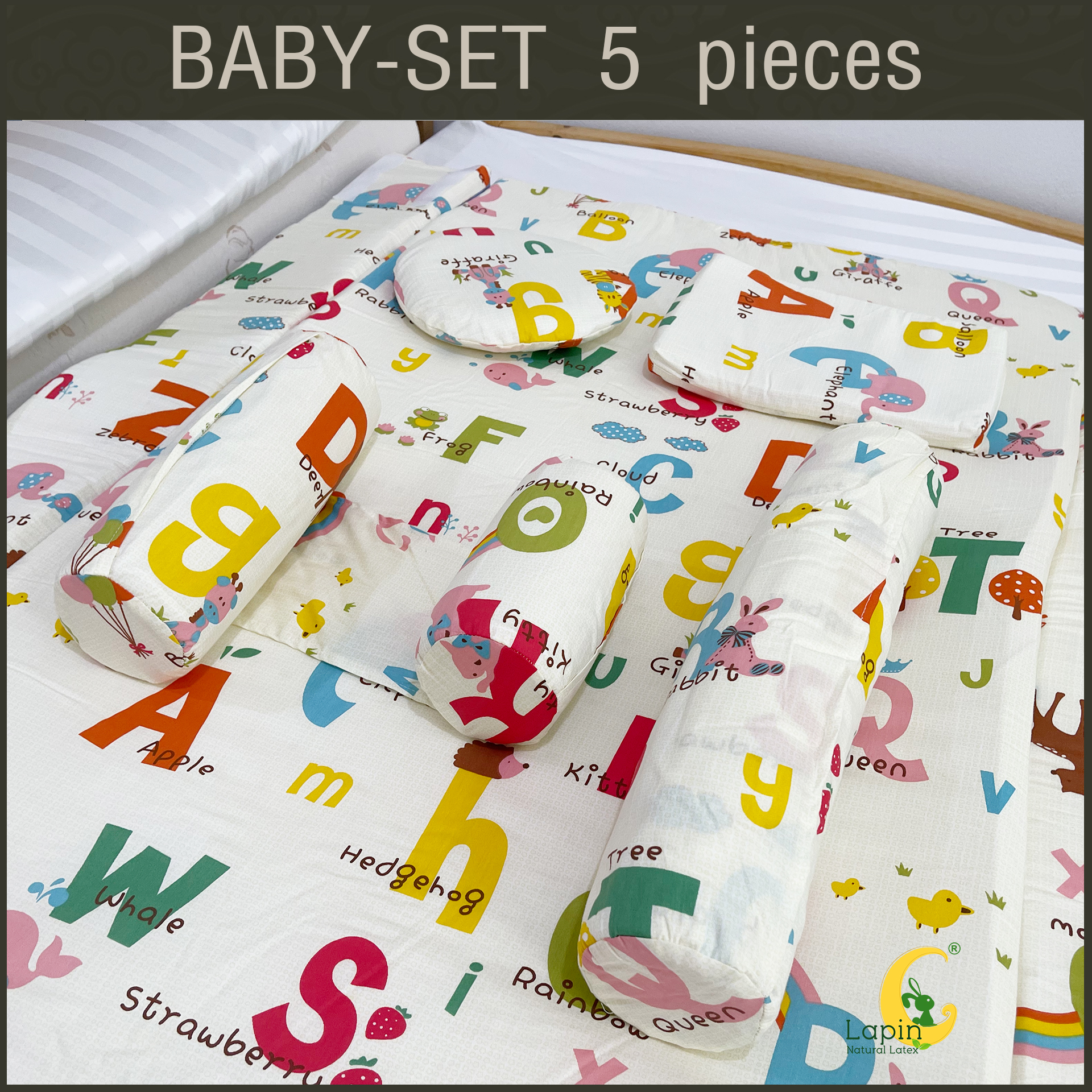 ที่นอนเด็กอ่อนยางพาราแท้ set 5 ชิ้น (ขอบตั้งได้ ที่นอนซิปเปิดได้) รุ่นใหม่