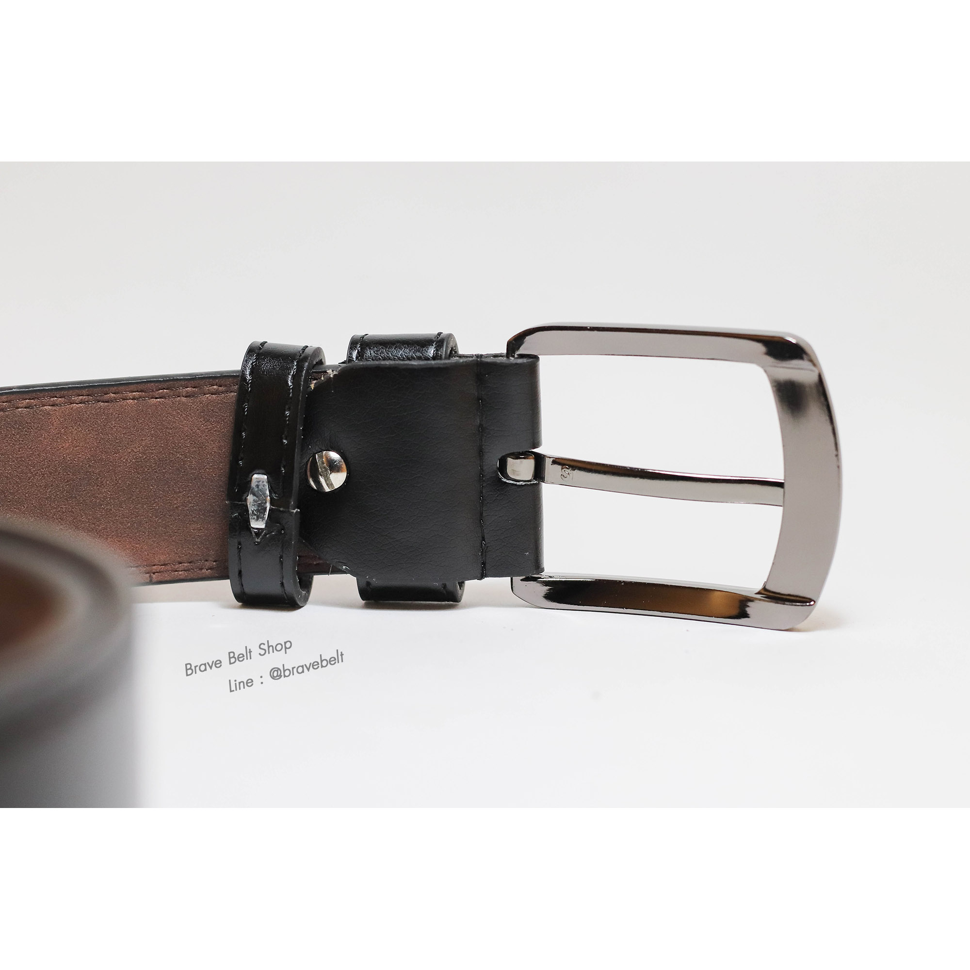 เข็มขัดผู้ชายอ้วนยาว 44 นิ้ว สายหนังดำ