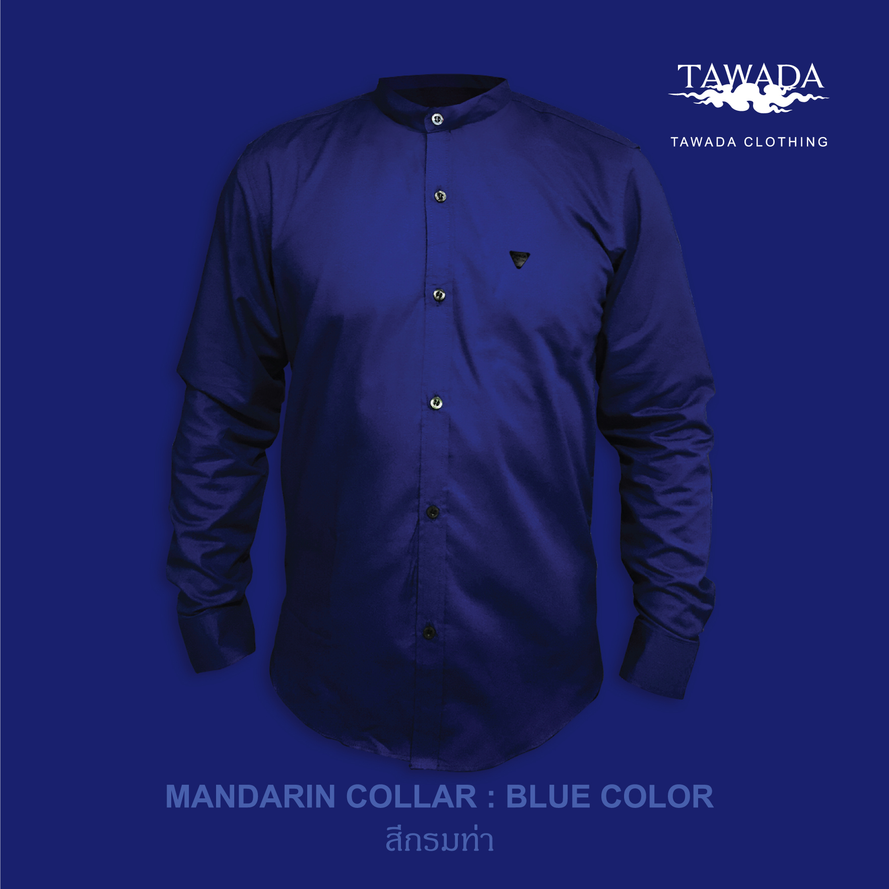 mandarin collar_Dark Blue_สีกรมท่า