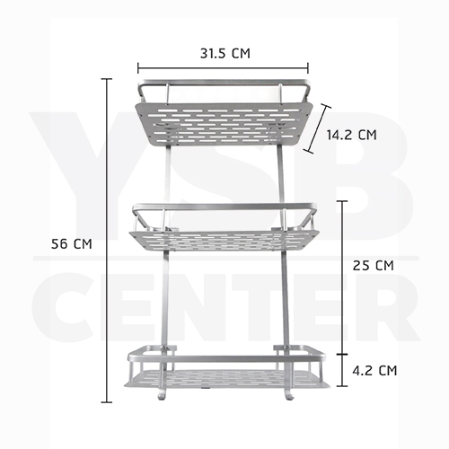 CASSA ชั้นวางของเอนกประสงค์ในห้องน้ำแบบติดผนัง 3 ชั้น อลูมิเนียม รุ่นC1L063-ALM-8116