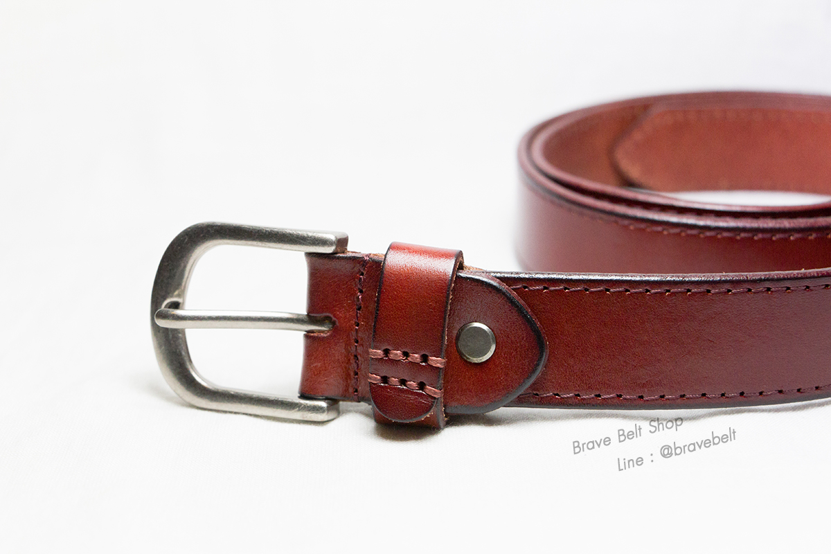 เข็มขัดหนังแท้ผู้หญิง สีเลือดหมู กว้าง 2 ซม