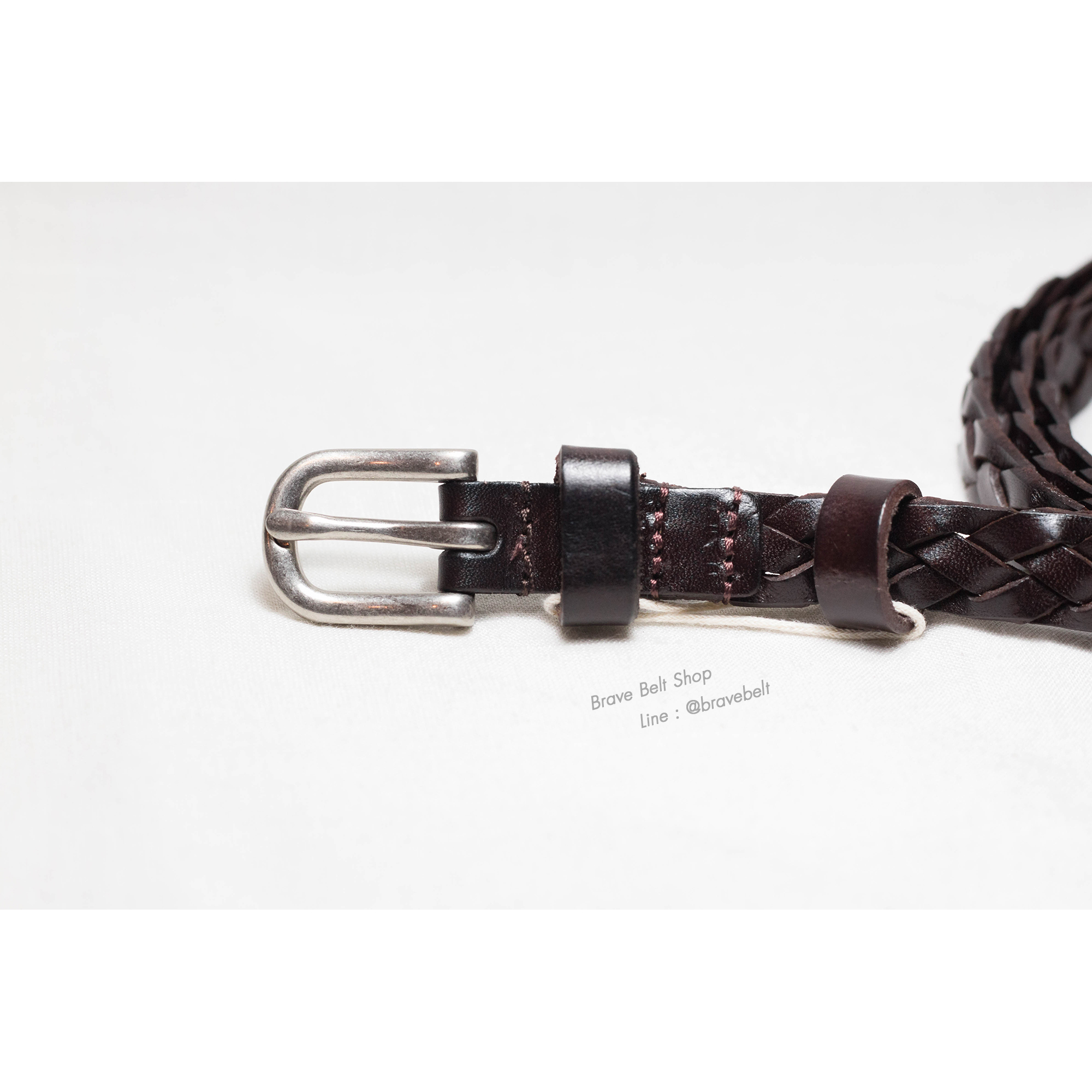 เข็มขัดสีน้ำตาลเข้มสวย เข็มขัดแบบถักแฟชั่น สำเนา