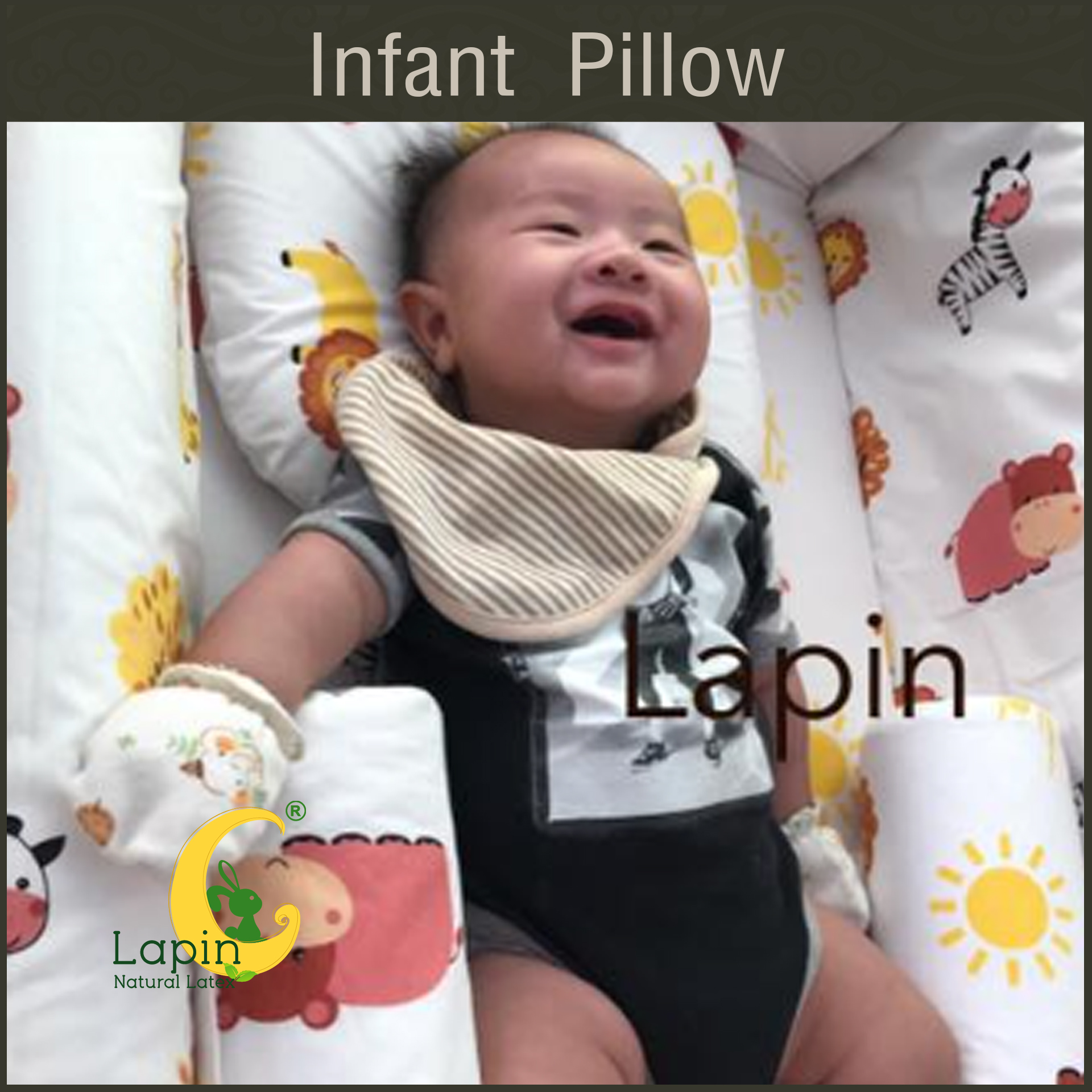 Latex Baby Pillow (Infant Pillow) หมอนหลุมทารกน้อย (ลายช้างต้นไม้)
