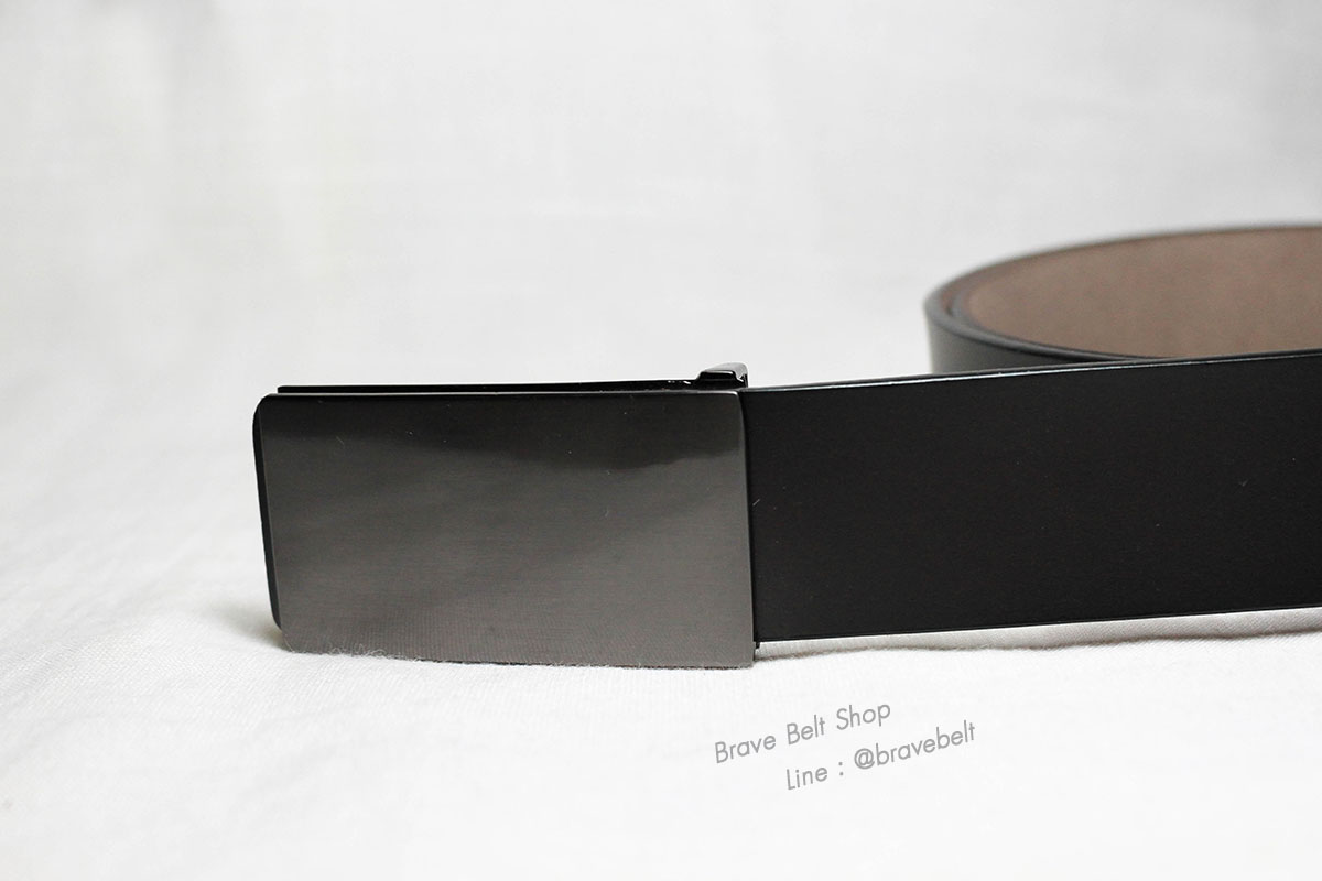 เข็มขัดหนังแท้ผู้ชายทรงเรียบ หัวทรงเหลี่ยม