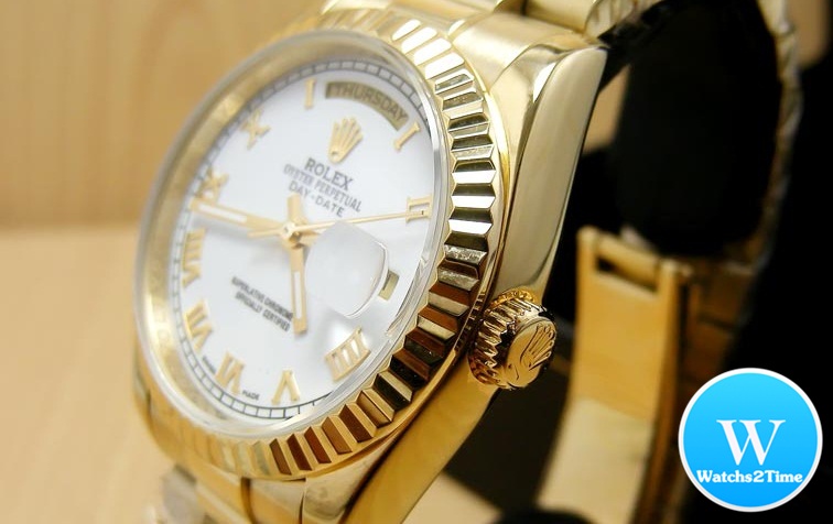 นาฬิกา Rolex Day-Date II Yellow Gold President White Dial เลขโรมัน Men Size