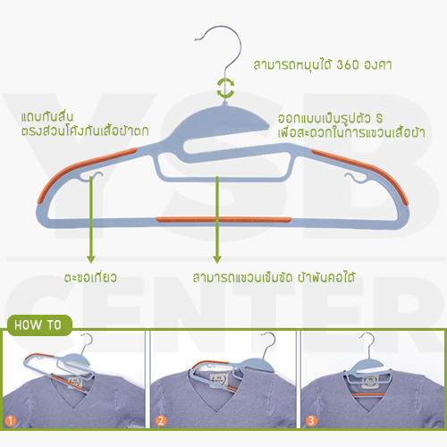 ไม้แขวนเสื้อ ไม้แขวนเสื้อกันลื่น ไม้แขวนเสื้อพลาสติก แพค 10 ชิ้น รุ่น CB0080 - CB0081