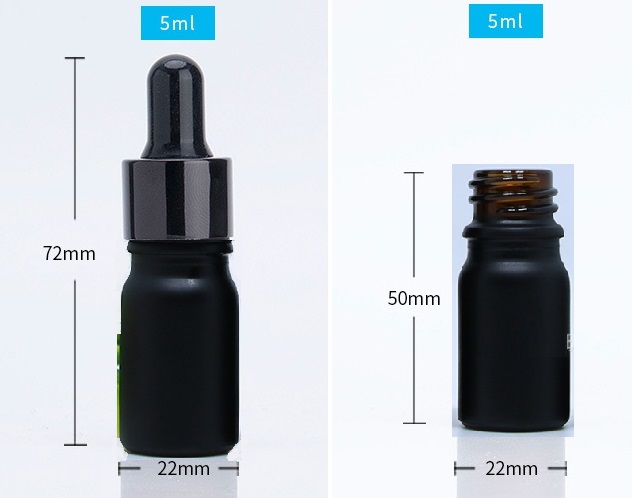 5ml ขวดแก้วสีดำด้าน ดรอปเปอร์