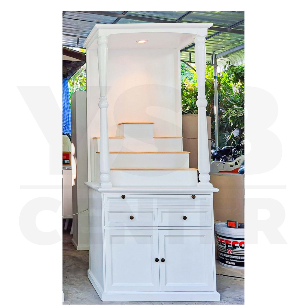 ตู้โชว์ หิ้งพระ เก็บของเปิด-ปิด พร้อมลิ้นชักสไตล์มินิมอล 2 ประตู 2 ลิ้นชัก (ไม่ต้องประกอบ) PT036 - PT038