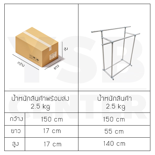 ราว ราวตากผ้า ราวแขวนผ้า ราวแขวนสแตนเลส แบบบาร์คู่ ข้อต่อพลาสติก รุ่น CB0078-PL150-2