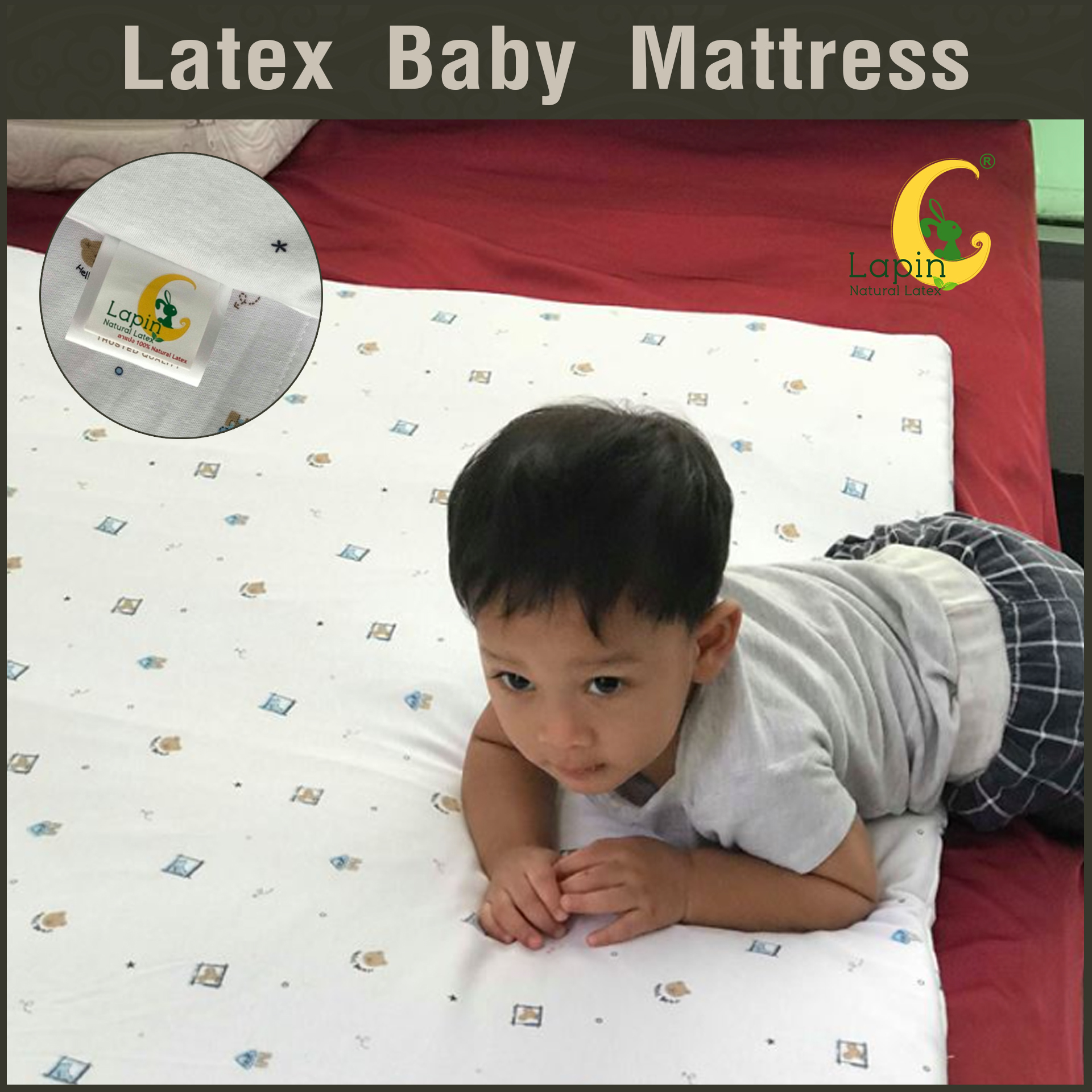 ที่นอนเด็กอ่อนยางพาราแท้ *ผ่านมาตรฐาน (ลายหมี)