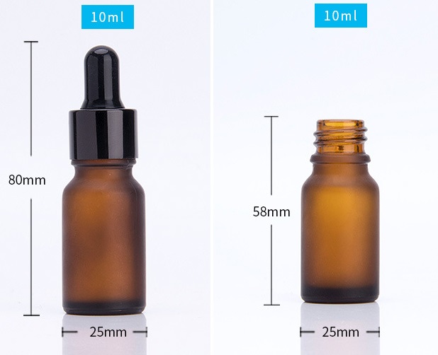 10ml ขวดแก้วดรอปเปอร์ สีชาขุ่น