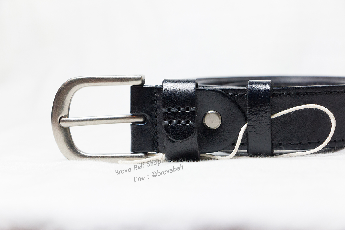 เข็มขัดหนังแท้ สายกว้าง 2 ซม หนังดำสวยๆหัวเงินเทา