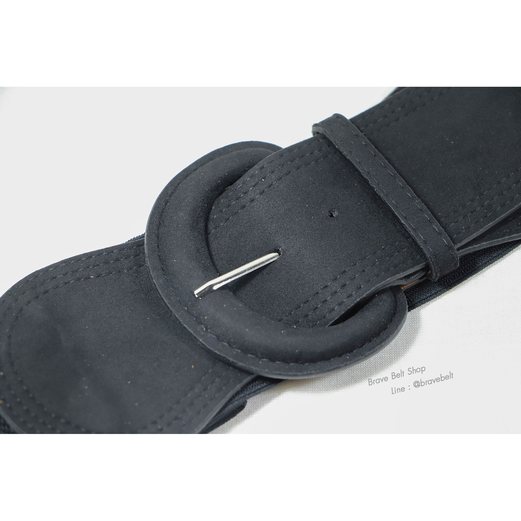 เข็มขัดผ้ายืดสีดำสวย หนังแบบผ้ากลับ