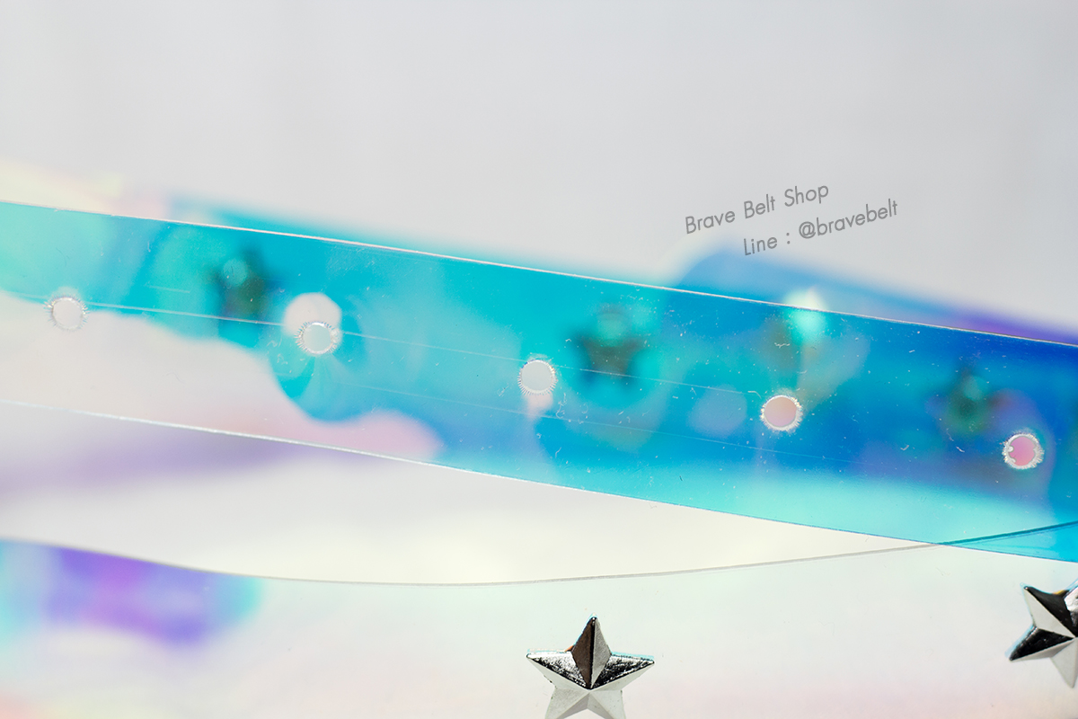 เข็มขัดแฟชั่น สีปรอทลายรูปหมุดดาว