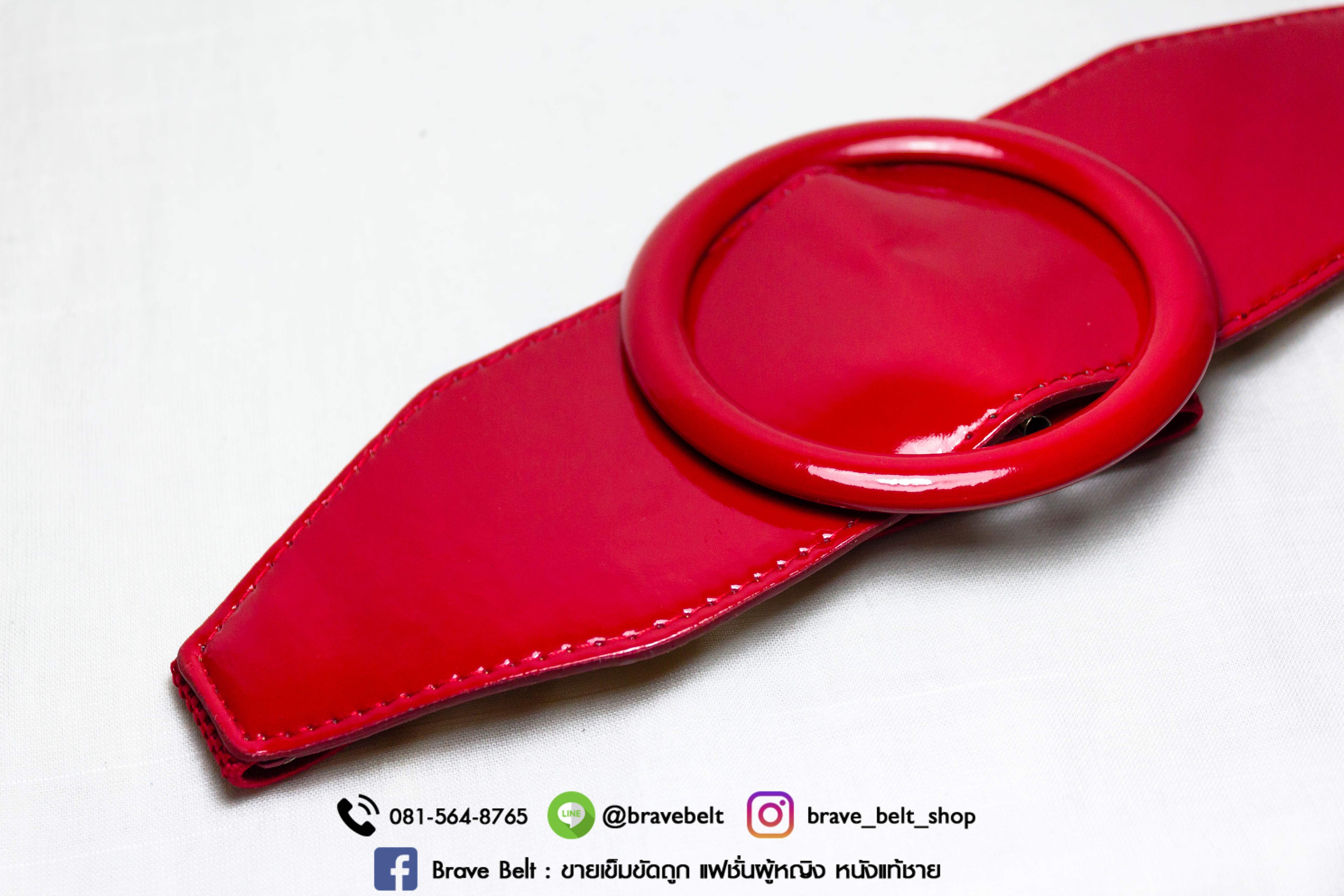 เข็มขัดยางยืดสีสด สีแดงสวยน่าใช้ ยืดได้พอดีเอว