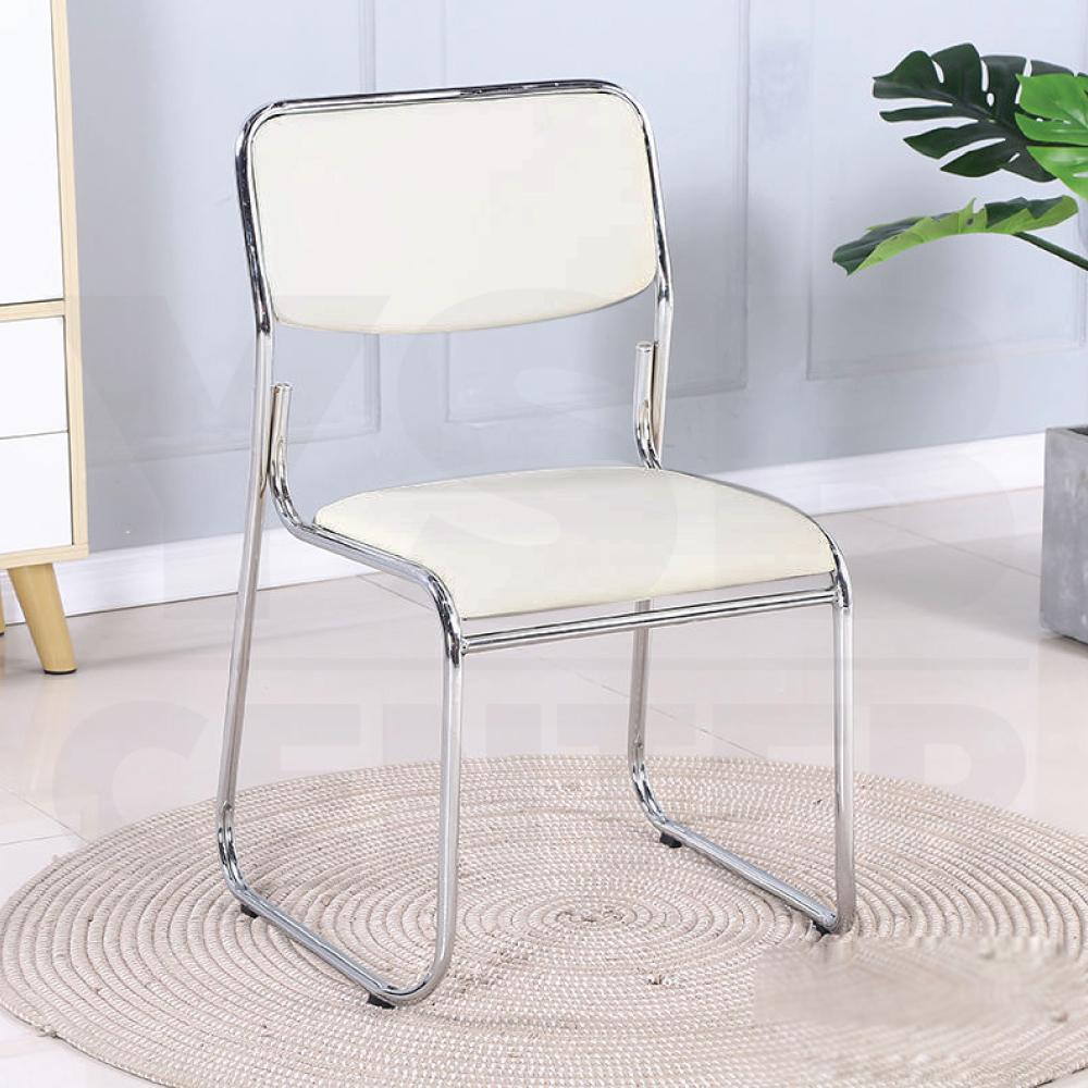 เก้าอี้ ขาเหล็กชุบเงา เบาะหนัง PU อเนกประสงค์ โครงสร้างเหล็ก แข็งแรง วางซ้อนกันได้ YL0498 - YL0501