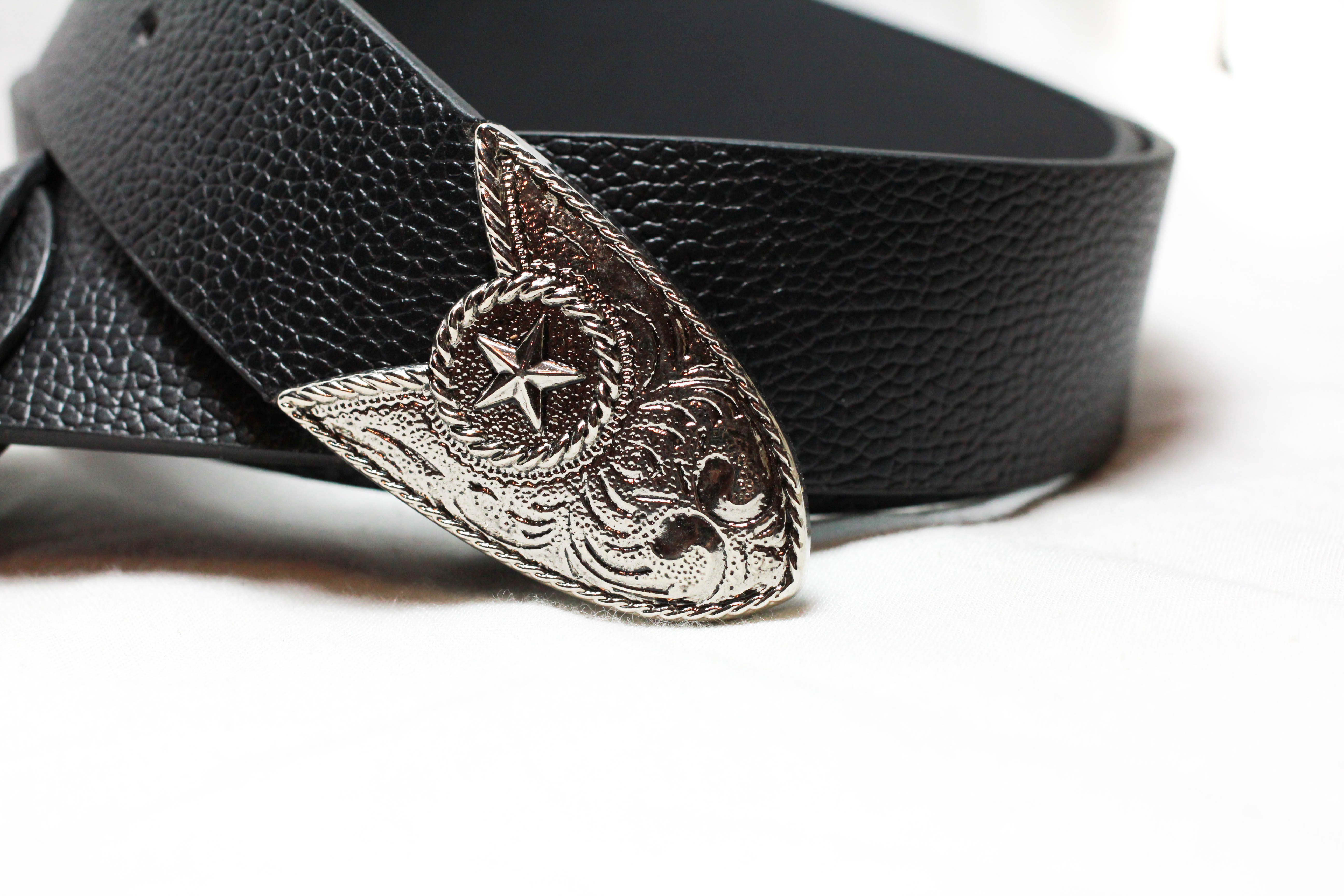 เข็มขัดวินเทจหัวใหญ่ หัวเดียวรูปทรงดาว สาย 1.5 นิ้ว