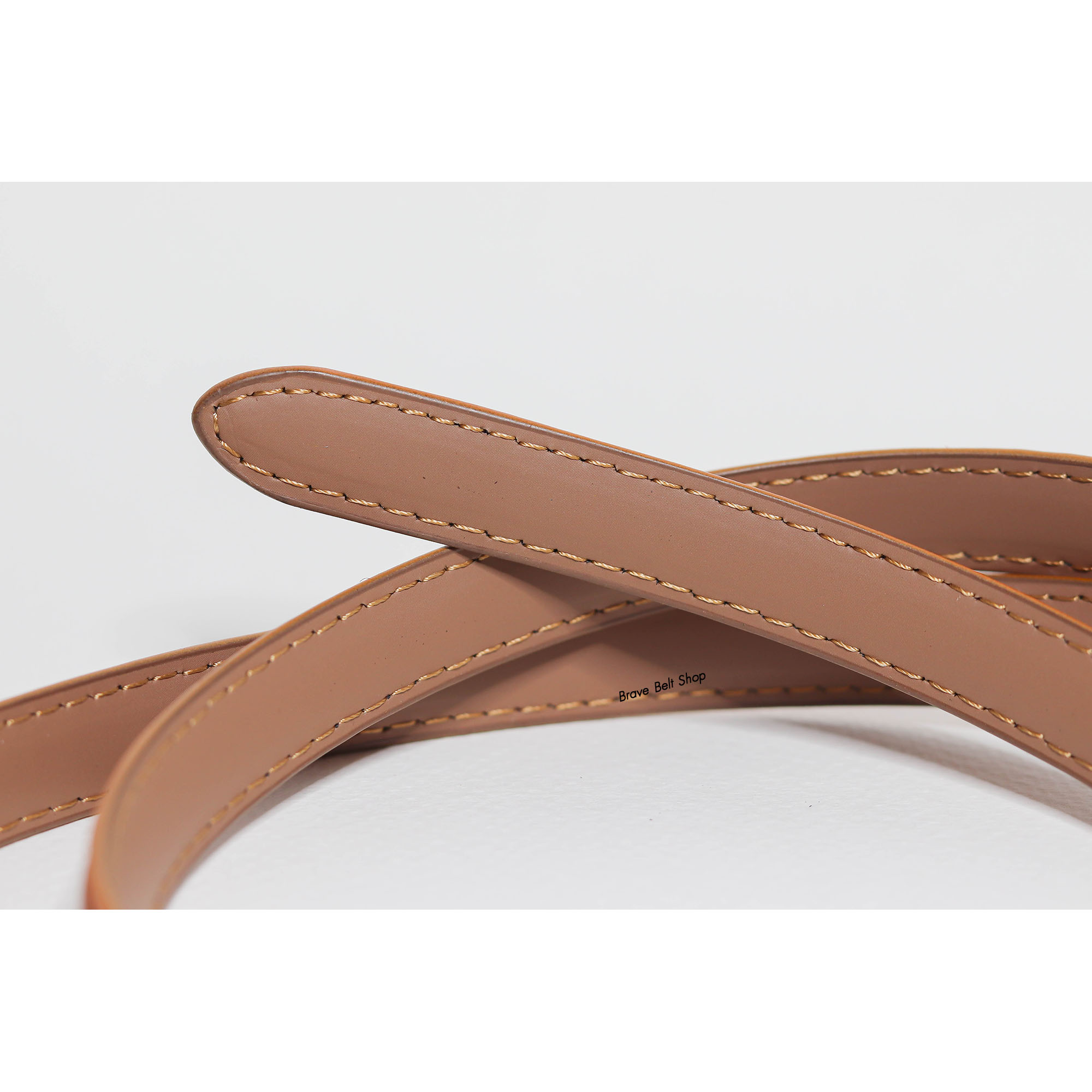 เข็มขัดแฟชั่นผู้หญิงสีน้ำตาลส้ม เส้นเล็กน่ารัก