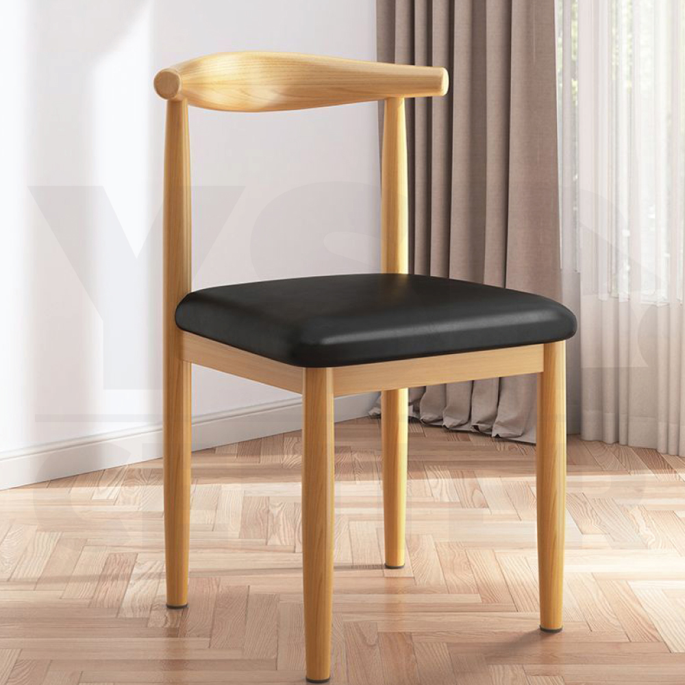 เก้าอี้สไตล์โมเดริน์ ตกแต่งร้าน โครงเหล็กหุ้มลายไม้ เบาะหนัง