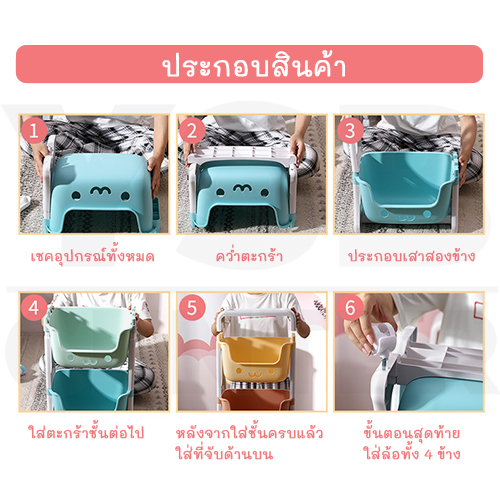 ชั้นวาง ชั้นวางของพลาสติก ชั้นวางของเด็ก ชั้นวางอเนกประสงค์ พร้อมล้อ