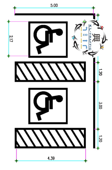 แบบมาตราฐานช่องจอดรถคนพิการ ขนาดช่องจอดรถคนพิการ ขนาดทางม้าลาย