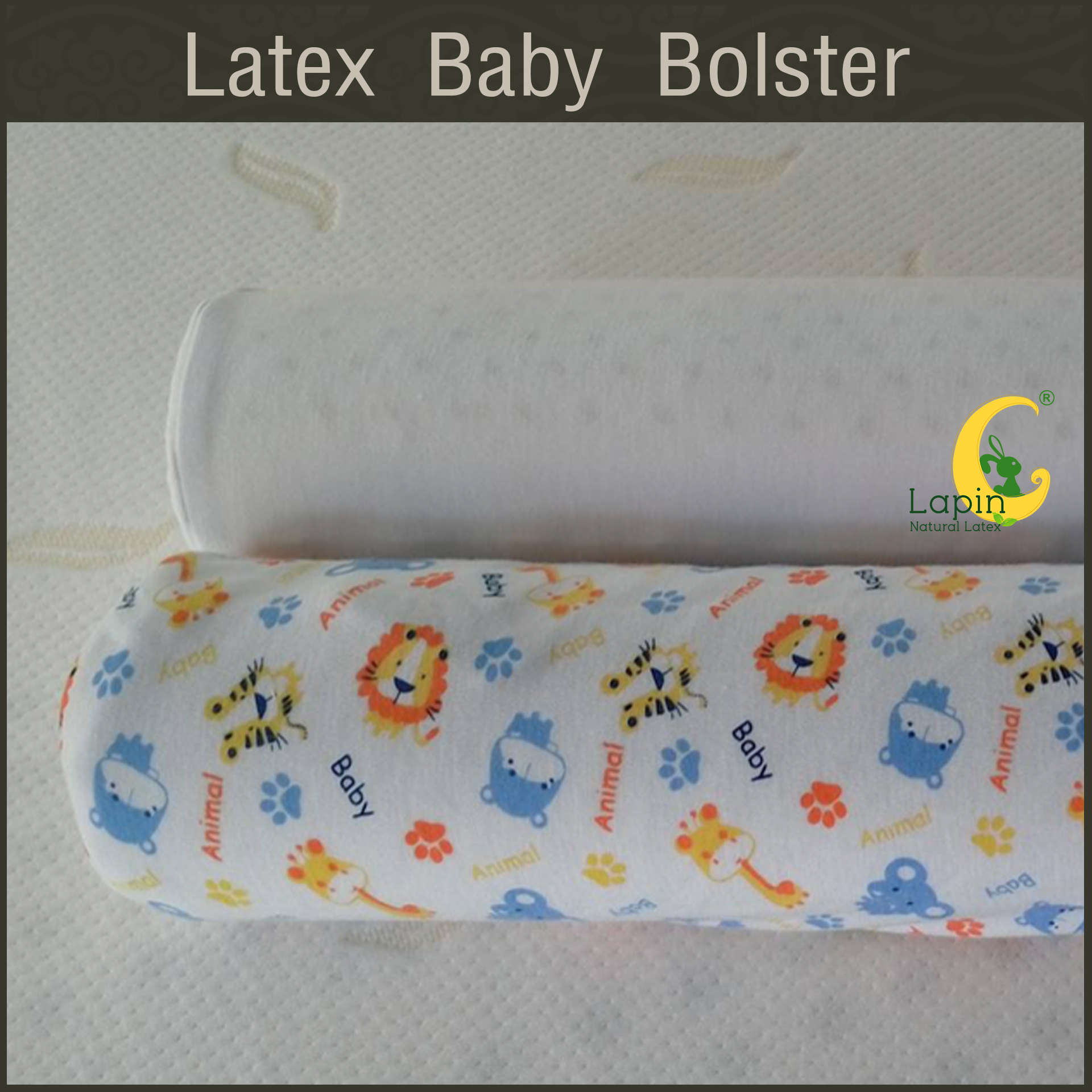 หมอนข้างยางพาราสำหรับเด็กทารก พร้อมปลอก (ลายสัตว์น่ารัก)