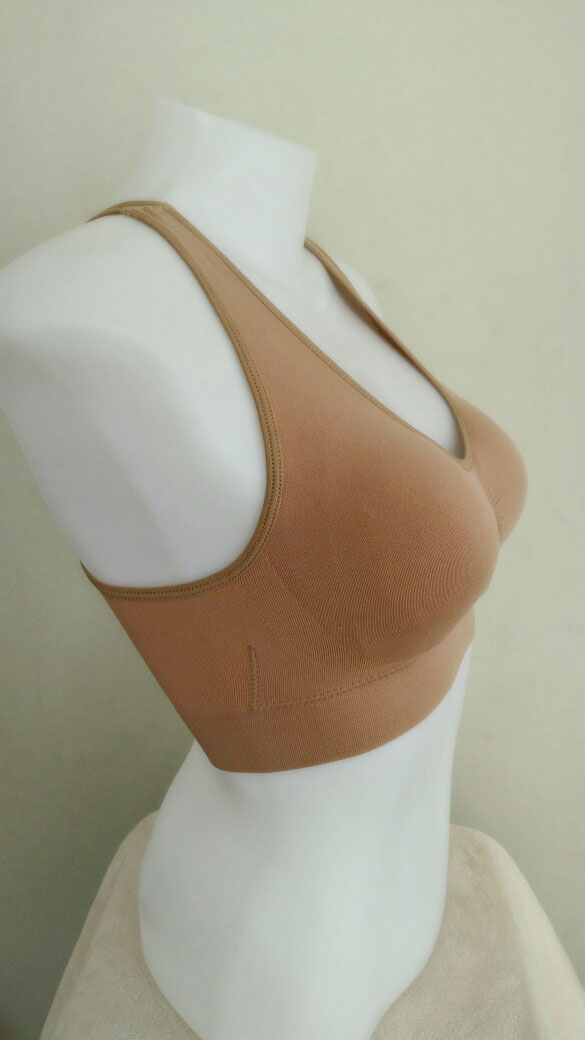 บราสวมสบาย Sport bra สปอร์ตบรา หลังกล้าม T สีเนื้อ S/M/L