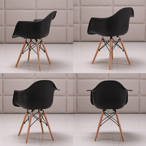เก้าอี้ ที่นั่งพลาสติกมีที่พักแขนสไตล์โมเดิร์น ขาไม้บีช ขนาด 55x60x81 cm. รุ่น F87 - F91