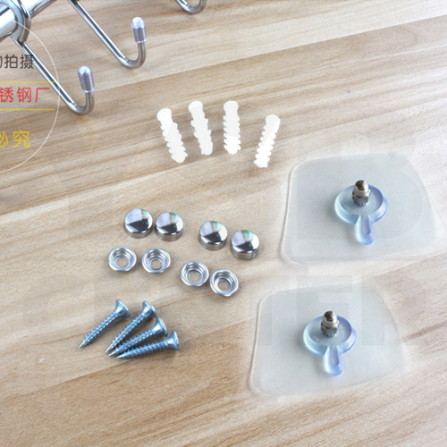 CASSA ราวตะขอแขวนอเนกประสงค์ สแตนเลส304 ในห้องครัว แบบ10ตะขอ พร้อมแผ่นน็อต แบบไม่ต้องเจาะผนัง 2in1 รุ่น C1M062-SUS304-T160-408