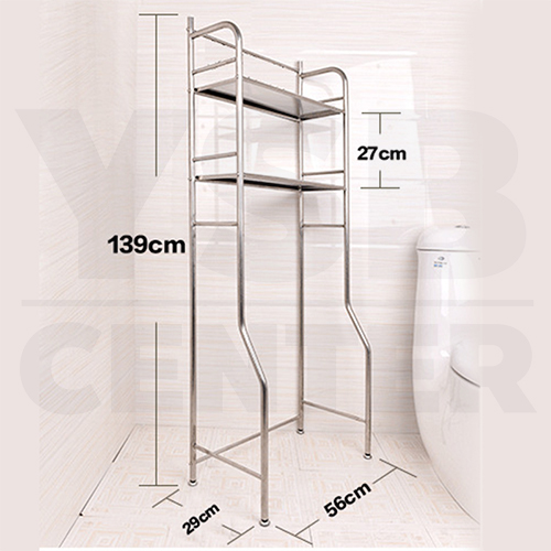 ชั้นวางของแสตนเลส อเนกประสงค์ในห้องน้ำ 2ชั้น แบบวางบนชักโครก รุ่น CB0011-SS201-HC-019-2