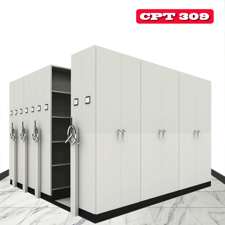 ตู้รางเลื่อน CPT 309 แบบพวงมาลัย 3 แถว 27 ตู้