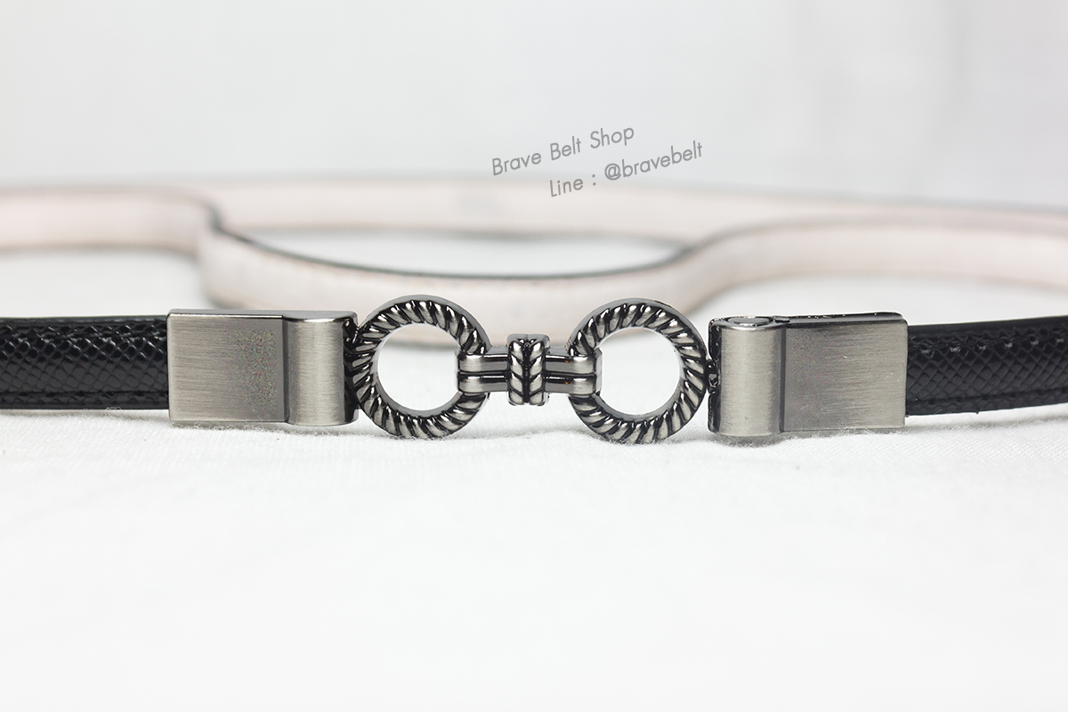 เข็มขัดปรับสายได้ หนังหยาบสวย หัวกลมไขว้