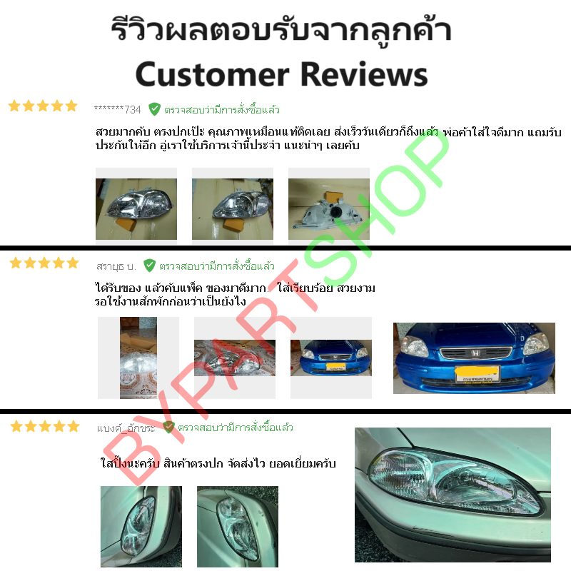 ไฟหน้า HONDA CIVIC(ซีวิค) ตาโต ปี1996-1998 (งานแท้ TYC) -ราคาต่อดวง-