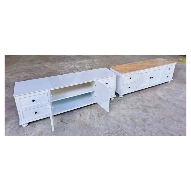 ตู้เก็บของเปิด-ปิด พร้อมลิ้นชักสไตล์มินิมอล รับน้ำหนักได้ดี แข็งแรง (ไม่ต้องประกอบ) ยาว 150 cm