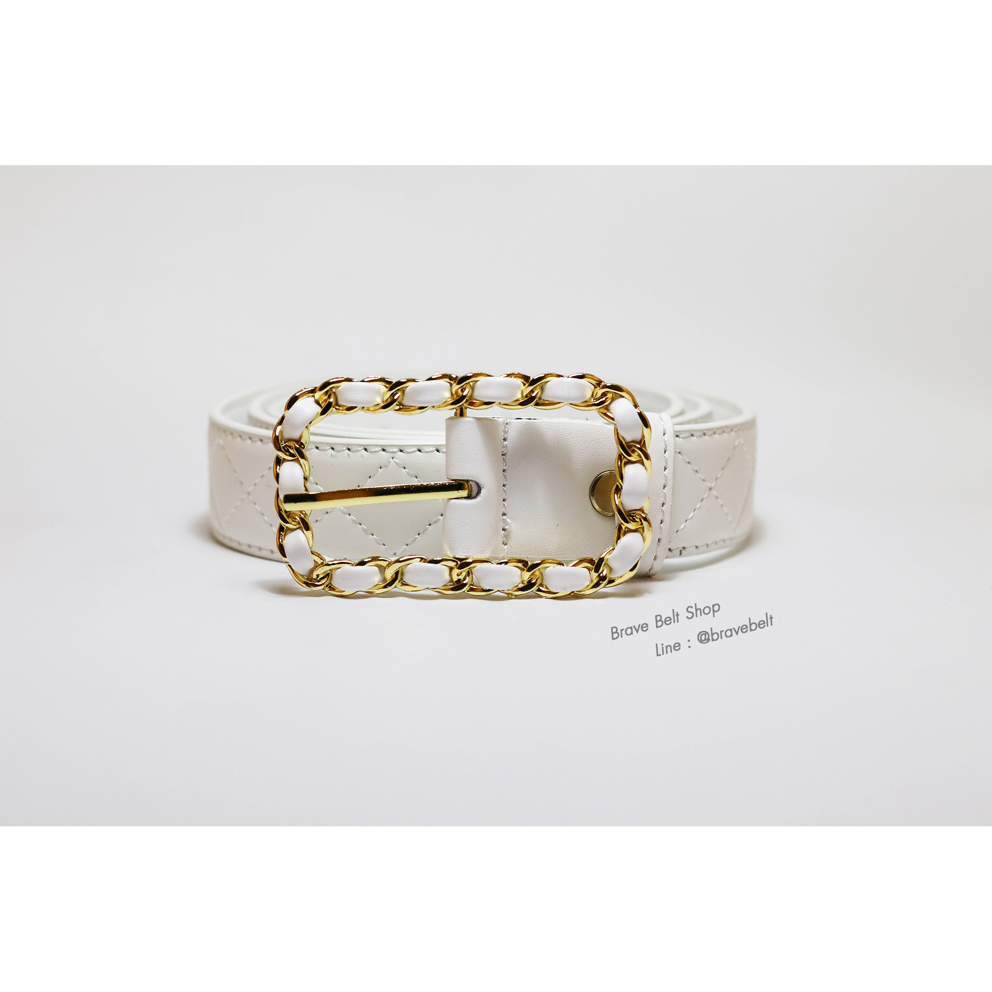 เข็มขัดหนังผู้หญิงแบบแฟชั่นหนังแท้สายเย็บสวย