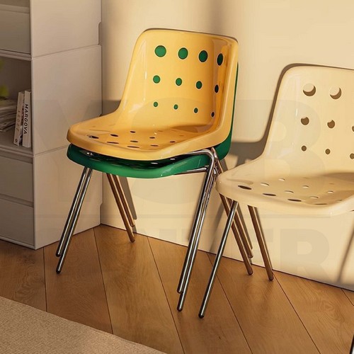 เก้าอี้ ขาเหล็กเคลือบเงา เบาะ PP เก้าอี้โมเดิร์น เก้าอี้ทำงาน เก้าอี้สไตล์นอร์ดิก แข็งแรง F1C067 - F1C072