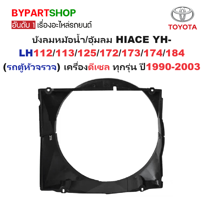 บังลมหม้อน้ำ TOYOTA HIACE YH-LH112/113/125/172/173/174/184(รถตู้หัวจรวจ) เครื่องดีเซล ทุกรุ่น ปี1990-2003