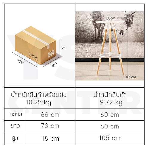 โต๊ะ โต๊ะกลม โต๊ะบาร์ โต๊ะกลมบาร์ โต๊ะอาหาร โต๊ะสามขา โต๊ะอเนกประสงค์ เฟอร์นิเจอร์แต่งบ้าน สีขาว รุ่น F1C016-C-238-W