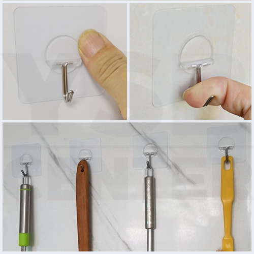 ตะขอแขวน ติดผนังแบบใส ติดผนังไม่เป็นรอย ผลิตจาก PP คุณภาพดี(แพ็ค 4 ชิ้น)รุ่นC2S077-MK-0092